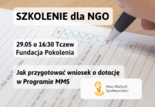 Bezpłatne szkolenie dla organizacji pozarządowych w Tczewie – jak skutecznie aplikować o dotację w programie „Moc Małych Społeczności”