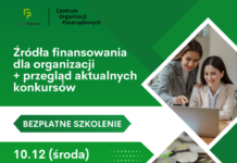 Źródła finansowania dla organizacji i aktualne konkursy – 10 grudnia bezpłatne szkolenie