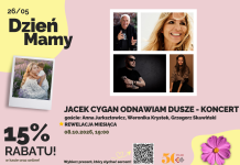 Promocja z okazji Dnia Matki na bilety na koncert Jacka Cygana „Odnawiam duszę”